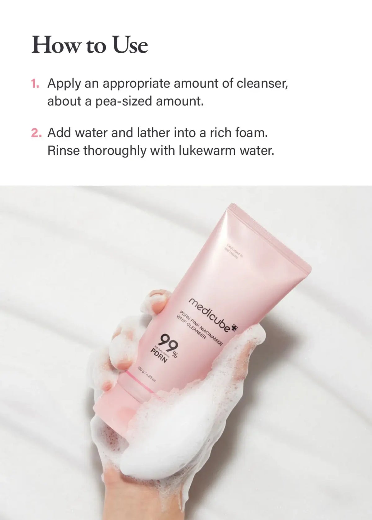 PDRN Pink Niacinamide Whip Cleanser 120G MEDICUBE