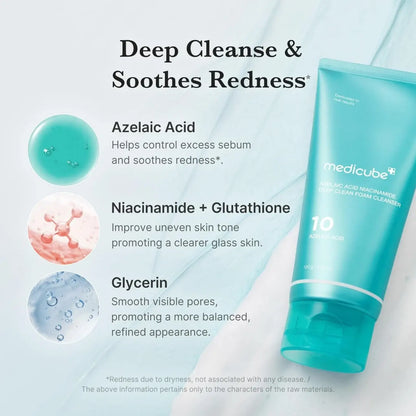 Azelaic Acid Niacinamide Deep Clean Foam Cleanser MEDICUBE