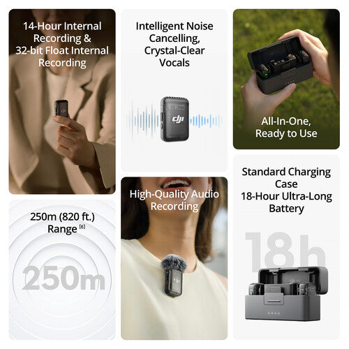 DJI Mic 2 Wireless Microphone Kit - (2 TX + 1 RX + Charging Case)