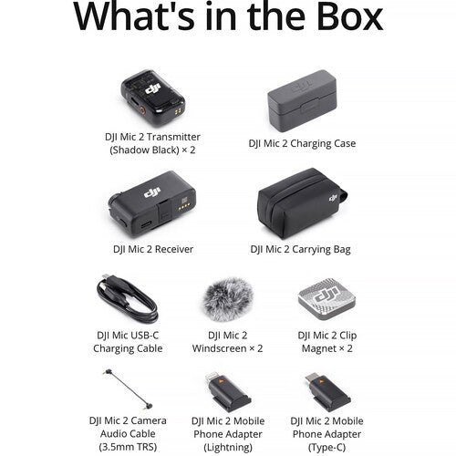 DJI Mic 2 Wireless Microphone Kit - (2 TX + 1 RX + Charging Case) DJI
