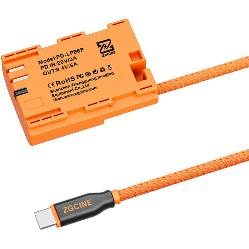 ZGCINE PD-LPE6P USB-C to LP-E6P Braided Dummy Battery Cable