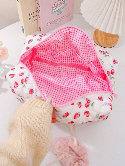 Large Capacity Strawberry Hair Dryer Storage Bag – Travel Hair Tool Organizer (Yellow) CHN