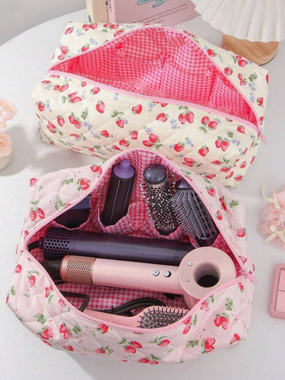 Large Capacity Strawberry Hair Dryer Storage Bag – Travel Hair Tool Organizer (Yellow) CHN