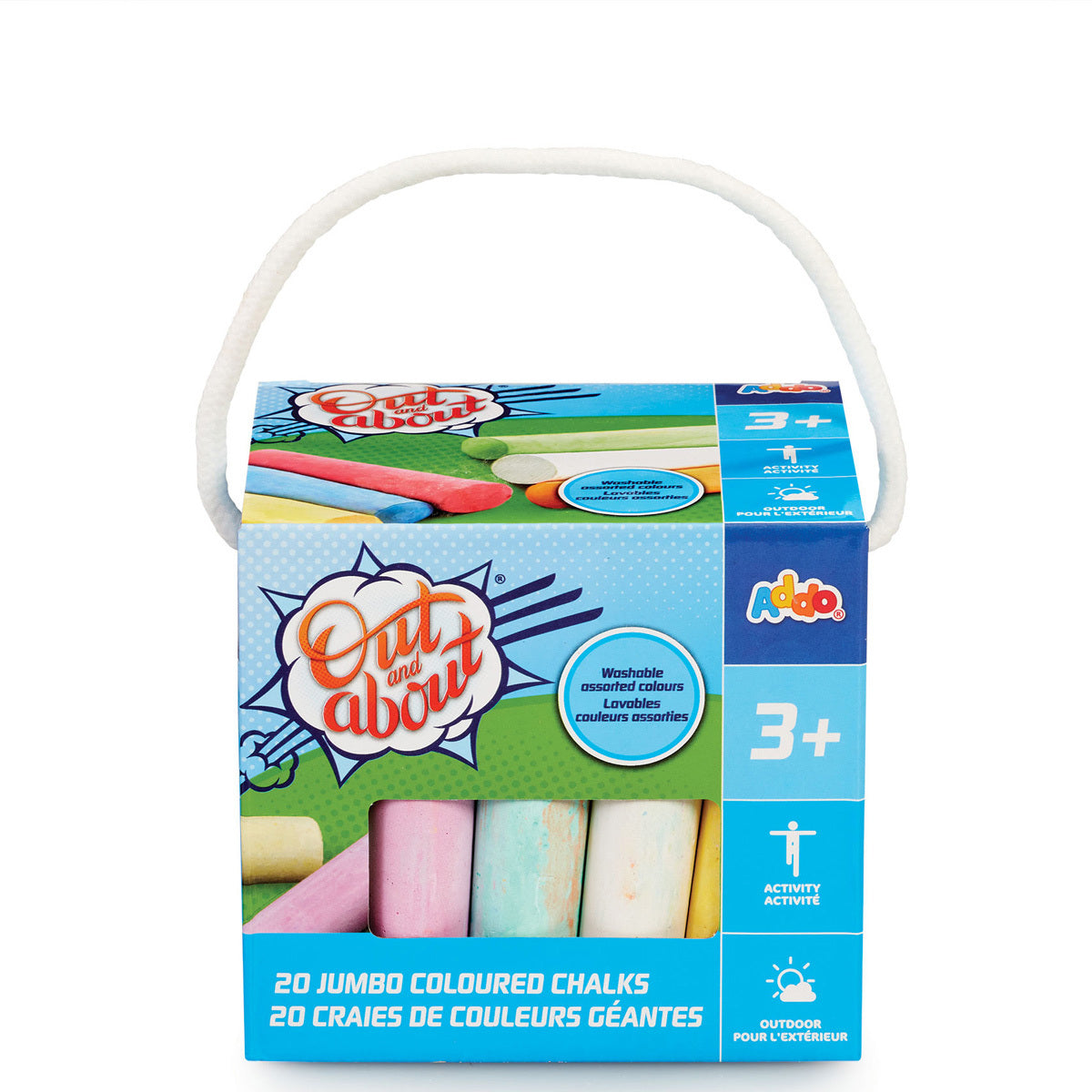 Out and About Jumbo Coloured Chalks 20 Pack
