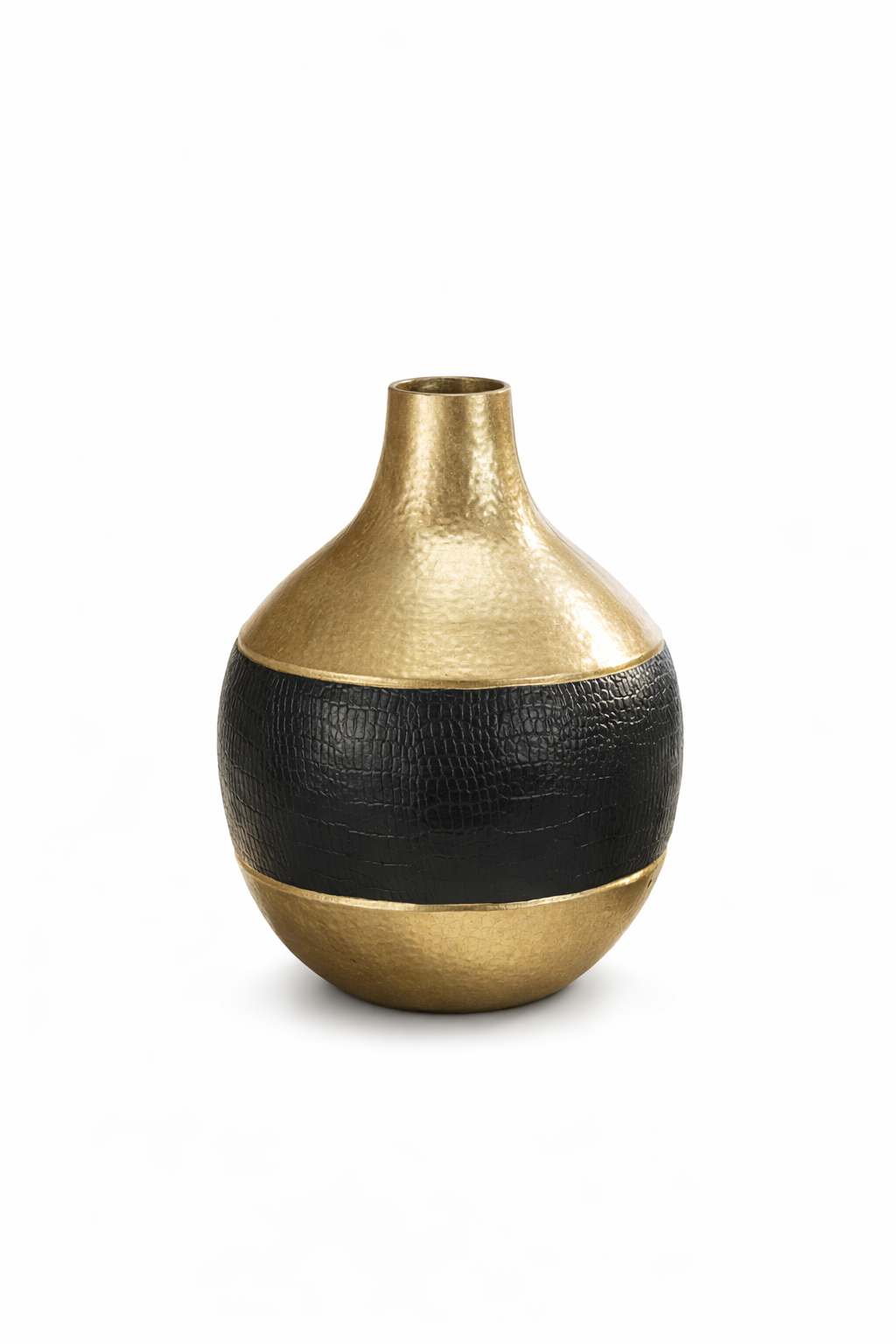 Dual-Tone Aluminium & PU Leather Decorative Vase ORCA HOME