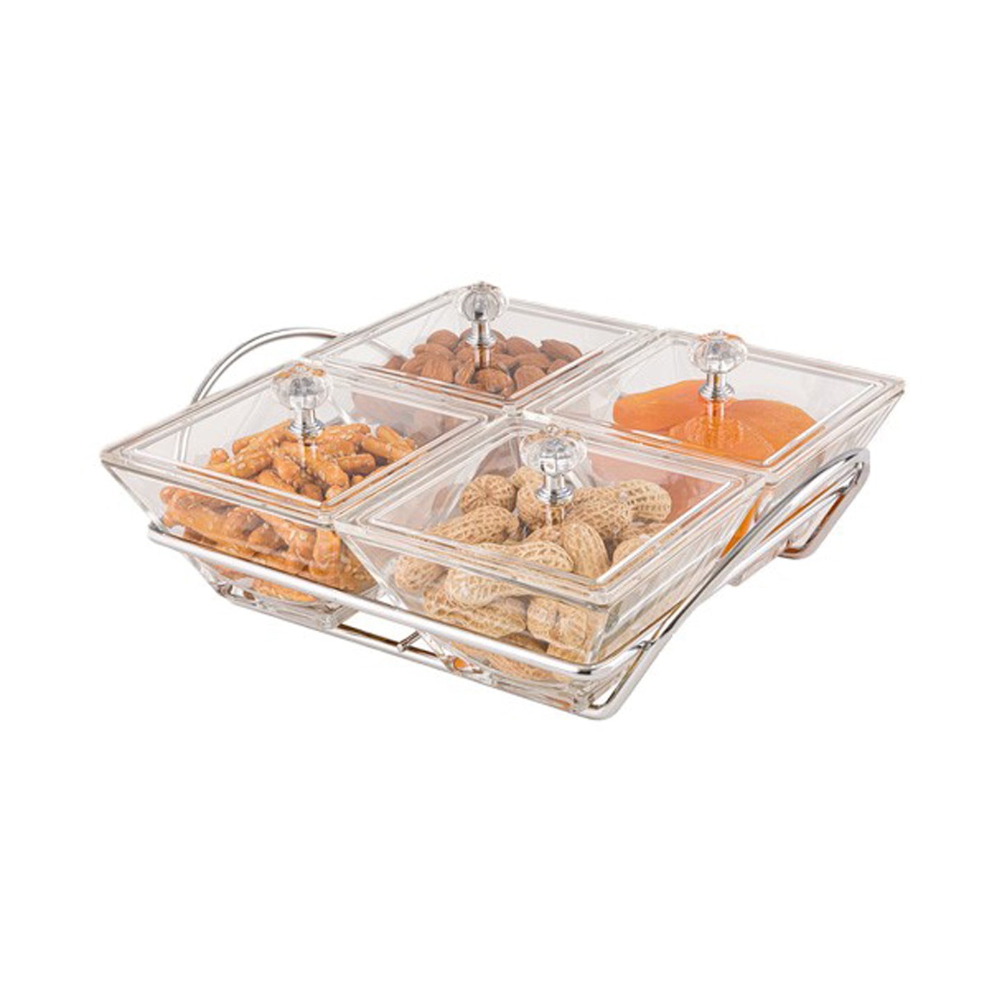 Serving Tray With Acrylic Lid 4 bowl