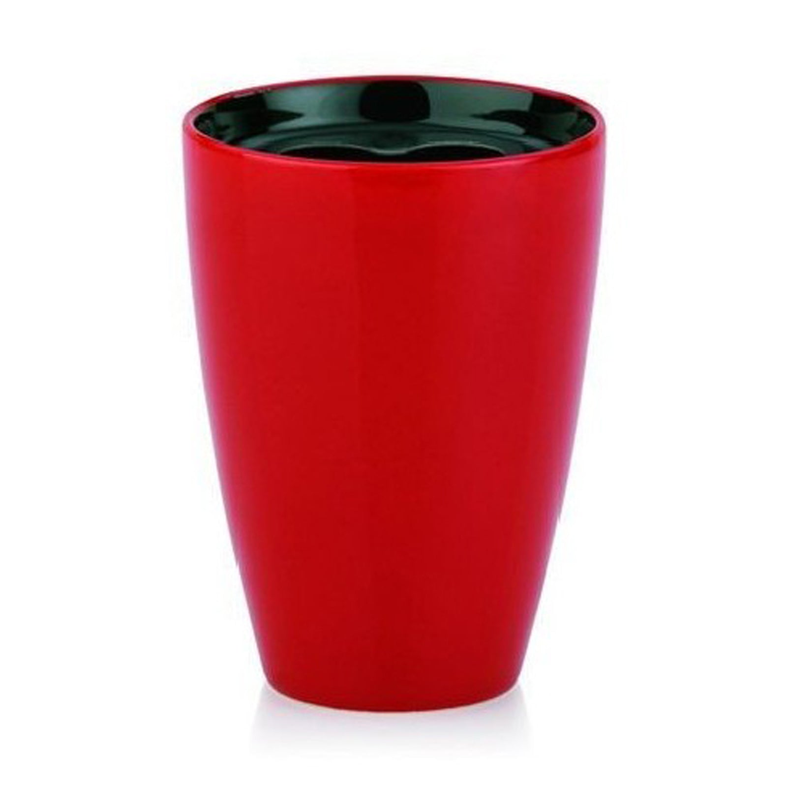 TOOTHBRUSH HOLDER ATLANTA CERAMIC,RED/BLACK SHINY