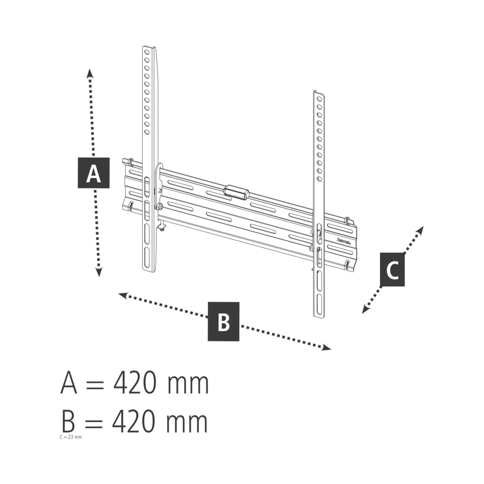 HAMA 220809 TV Wall Bracket, Wall Spacing 2.3 cm