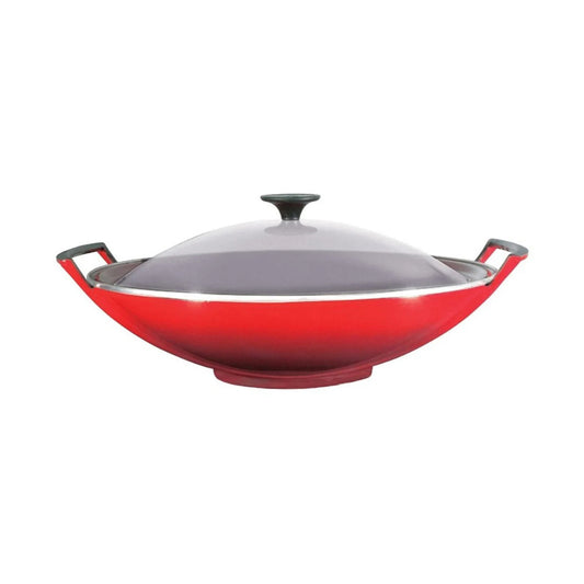 Le Creuset Wok with Glass Lid 36cm (Cherry)