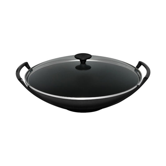 Wok c.cop.vetro 36cm, Black LE CREUSET