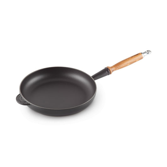 Le Creuset Evo Frying Pan with Wooden Handle 24cm (Black)