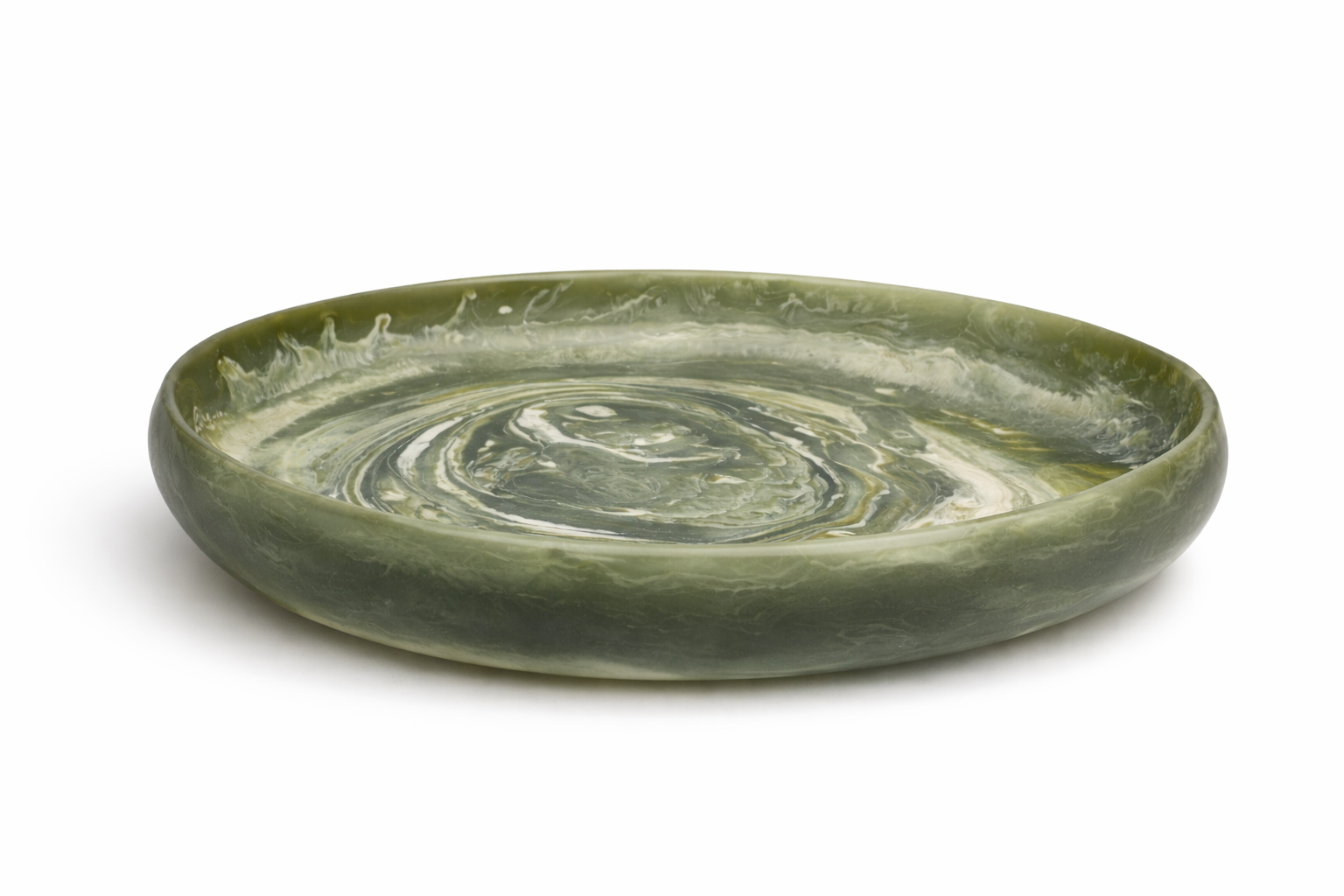 Matte Resin Oval Bowl – Dark Green & White Ombre ORCA HOME