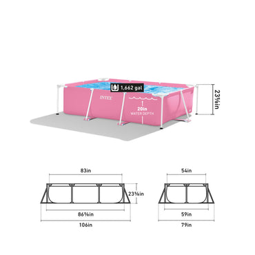 Pink Rectangular Frame Above Ground Pool - 2.2M x 1.5M x 0.6M INTEX