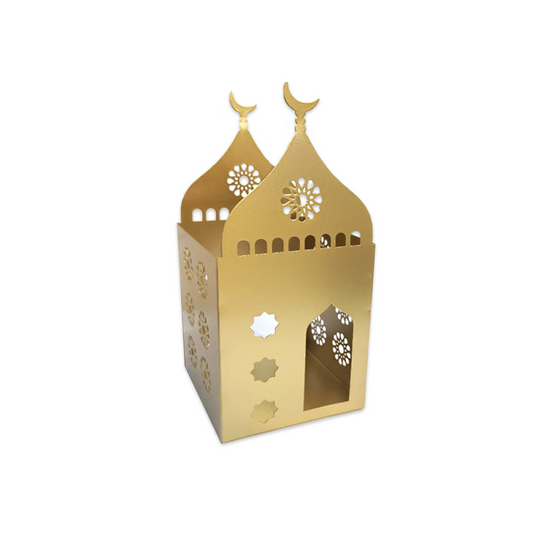 Gold Decorative Metal Mosque 11.5x11.5xH25Cm