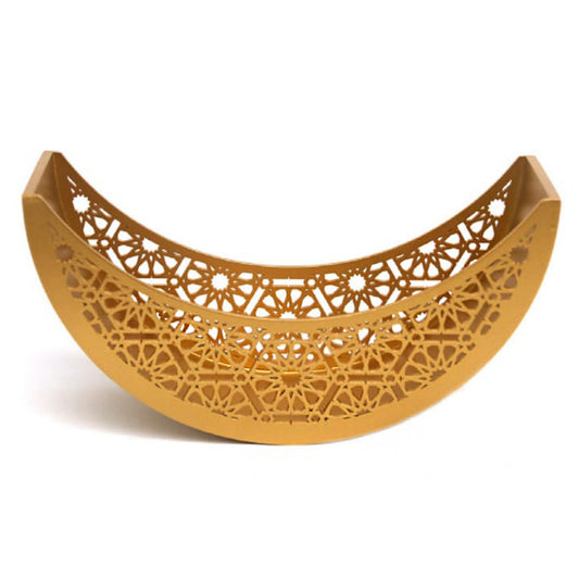 Gold Arabesque Crescent Wooden Bowl 35.5x13xH18Cm