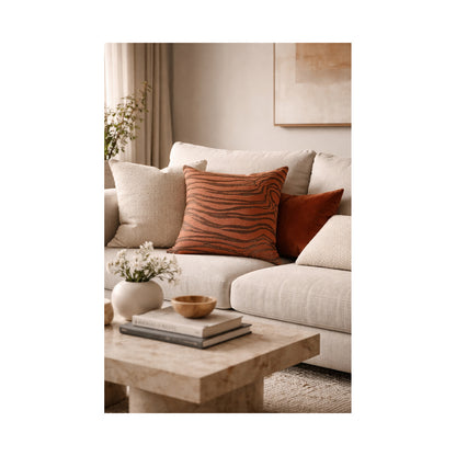 Decorative Cushion – Brown & Coral ORCA HOME