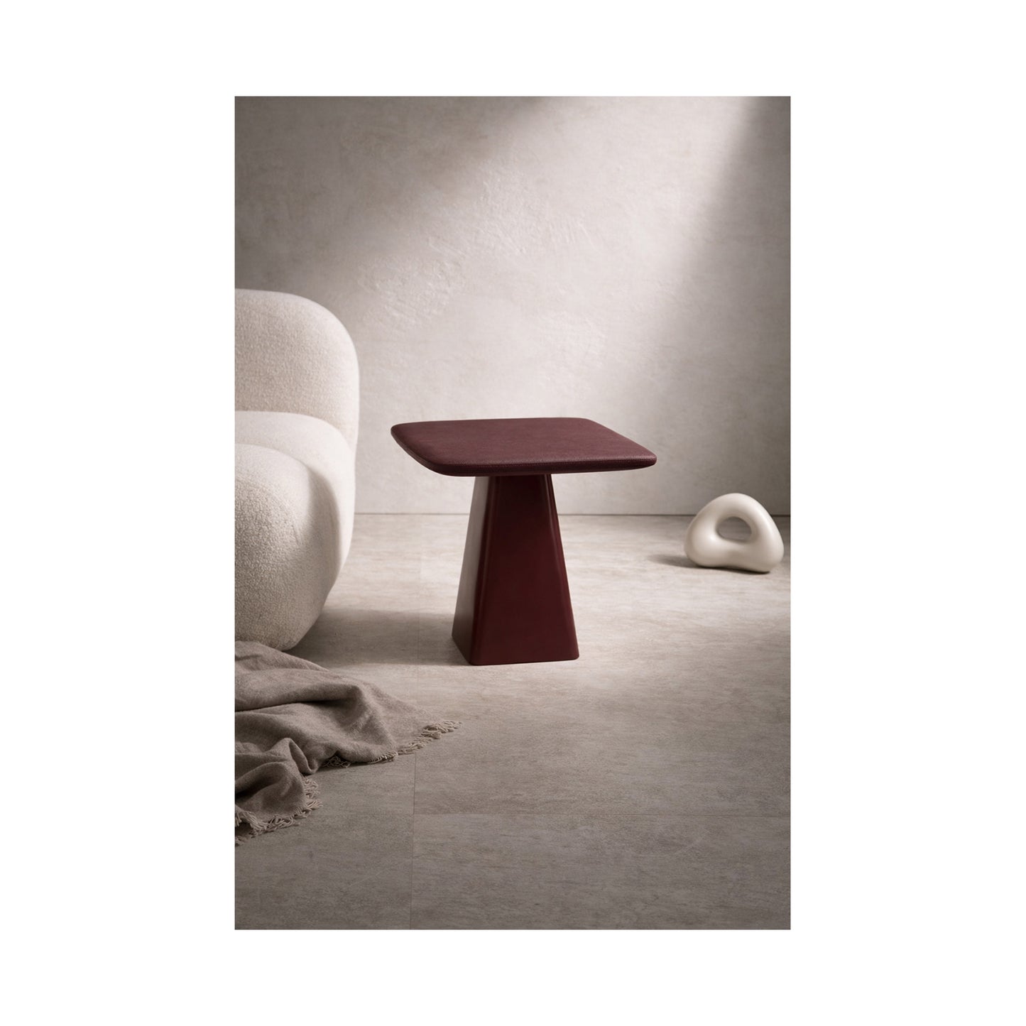 Medium Square Side Table Burgundy ORCA HOME