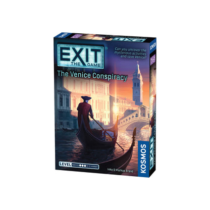 Board game box for 'EXIT: The Game - The Venice Conspiracy' by Kosmos on a white background