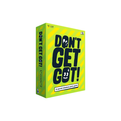 Game box for 'Don't Get Got!' with yellow and green design on a white background