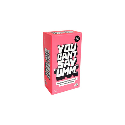 Pink box with text 'You Can't Say Umm' on a white background