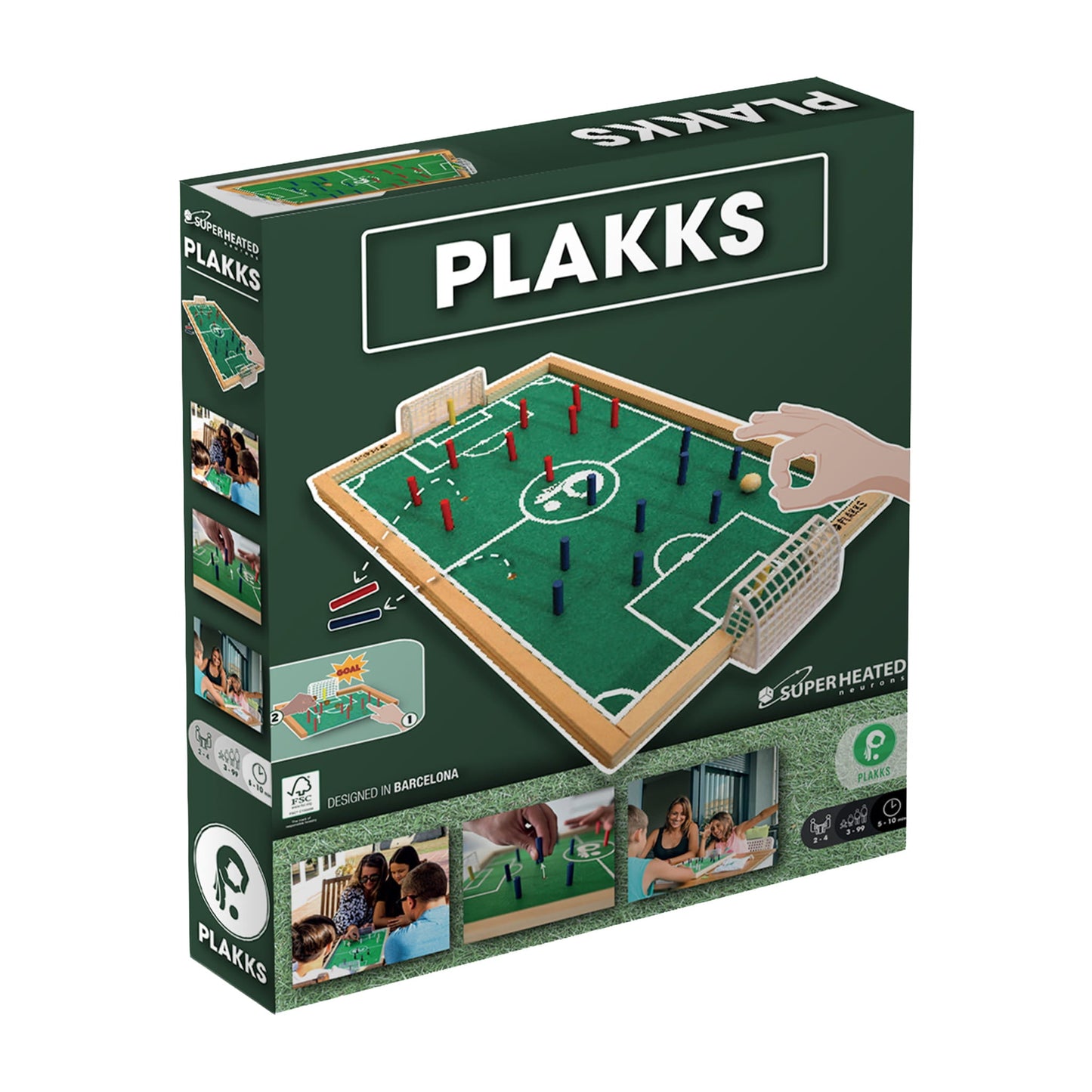 Box of Plakks board game with soccer field design
