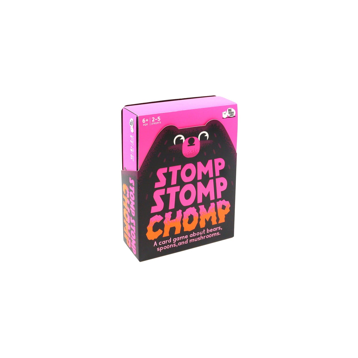 Board game box for 'Stomp Stomp Chomp' on a white background