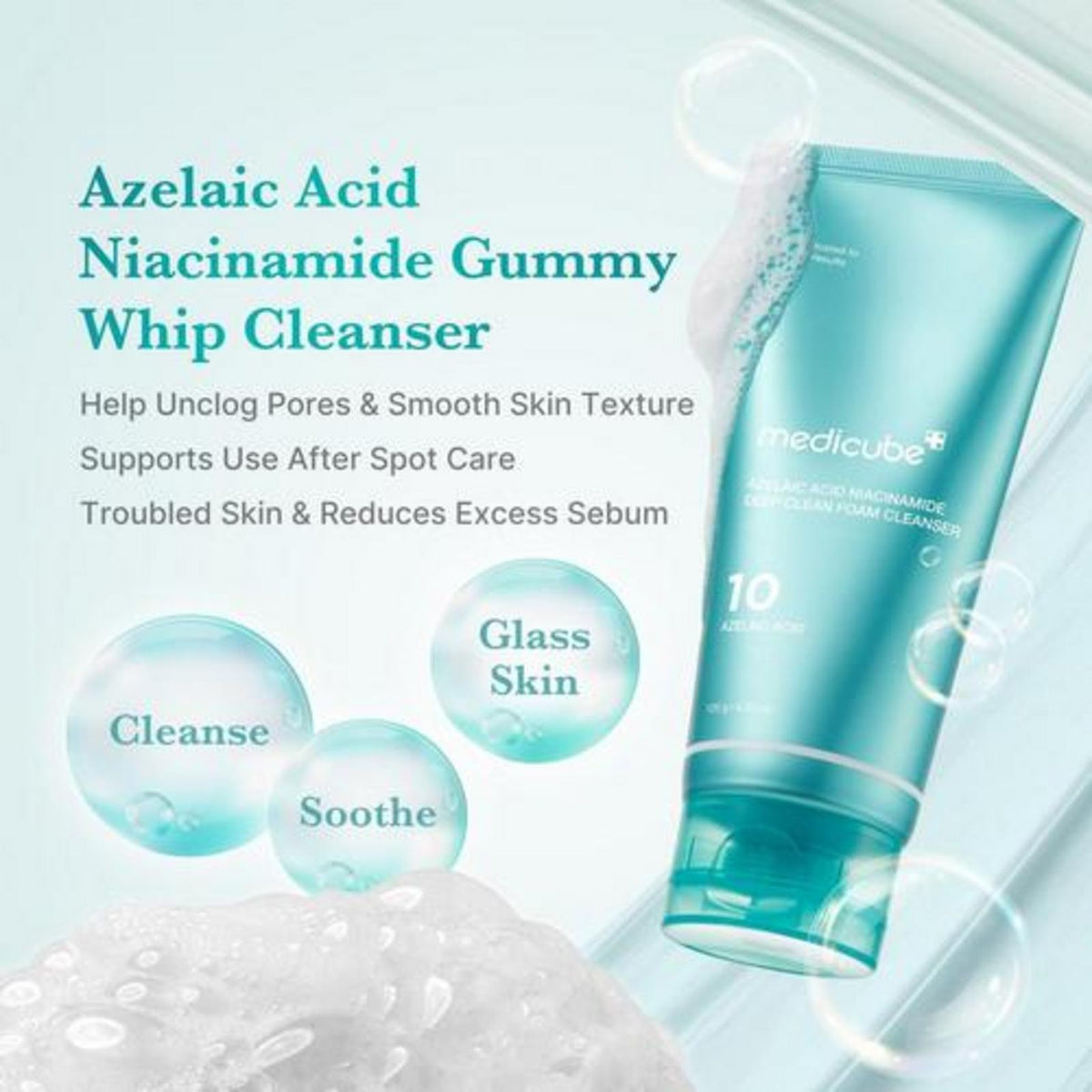 Azelaic Acid Niacinamide Deep Clean Foam Cleanser MEDICUBE