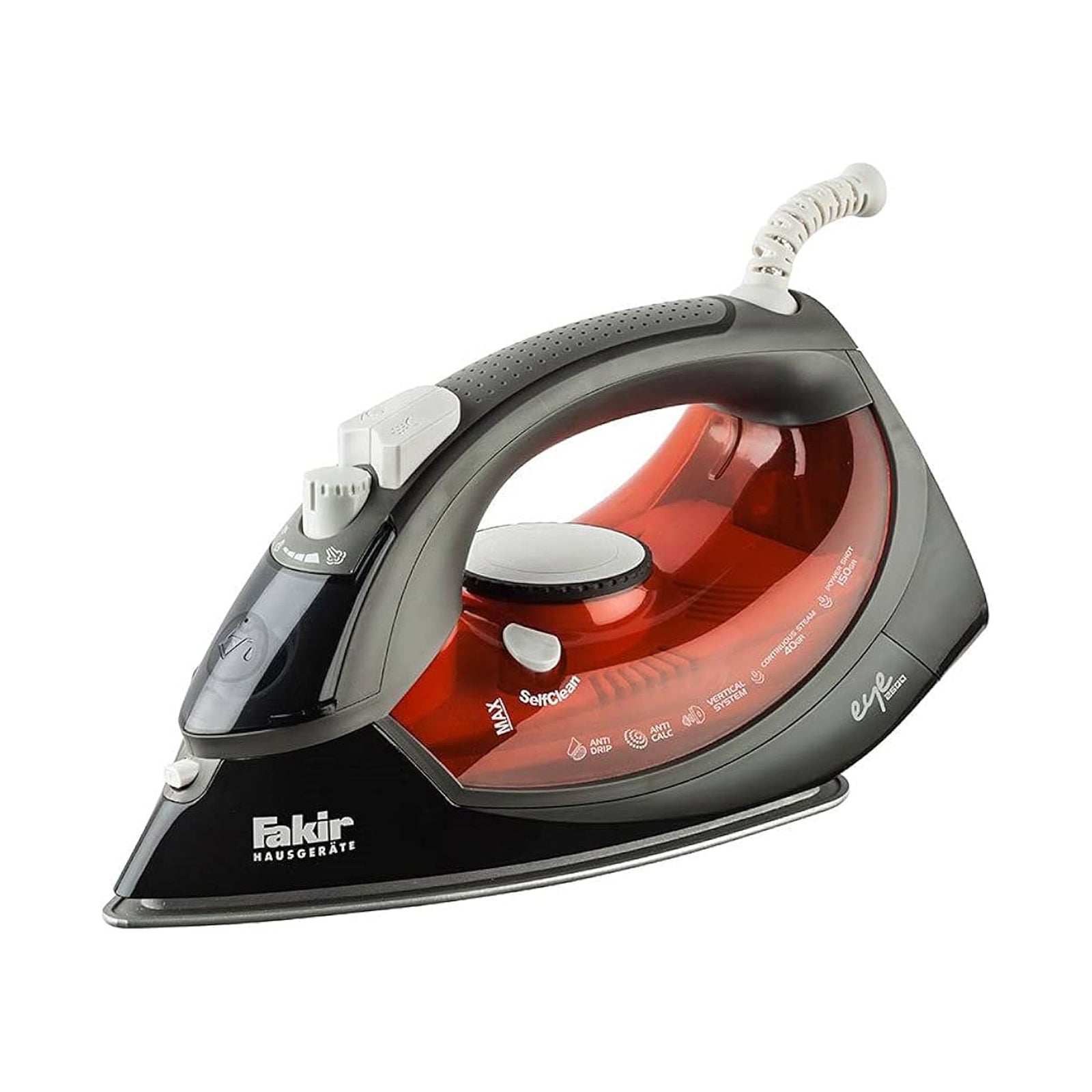 Fakir Steam Iron  -Eye- Red 2600w Ceramic Soleplate