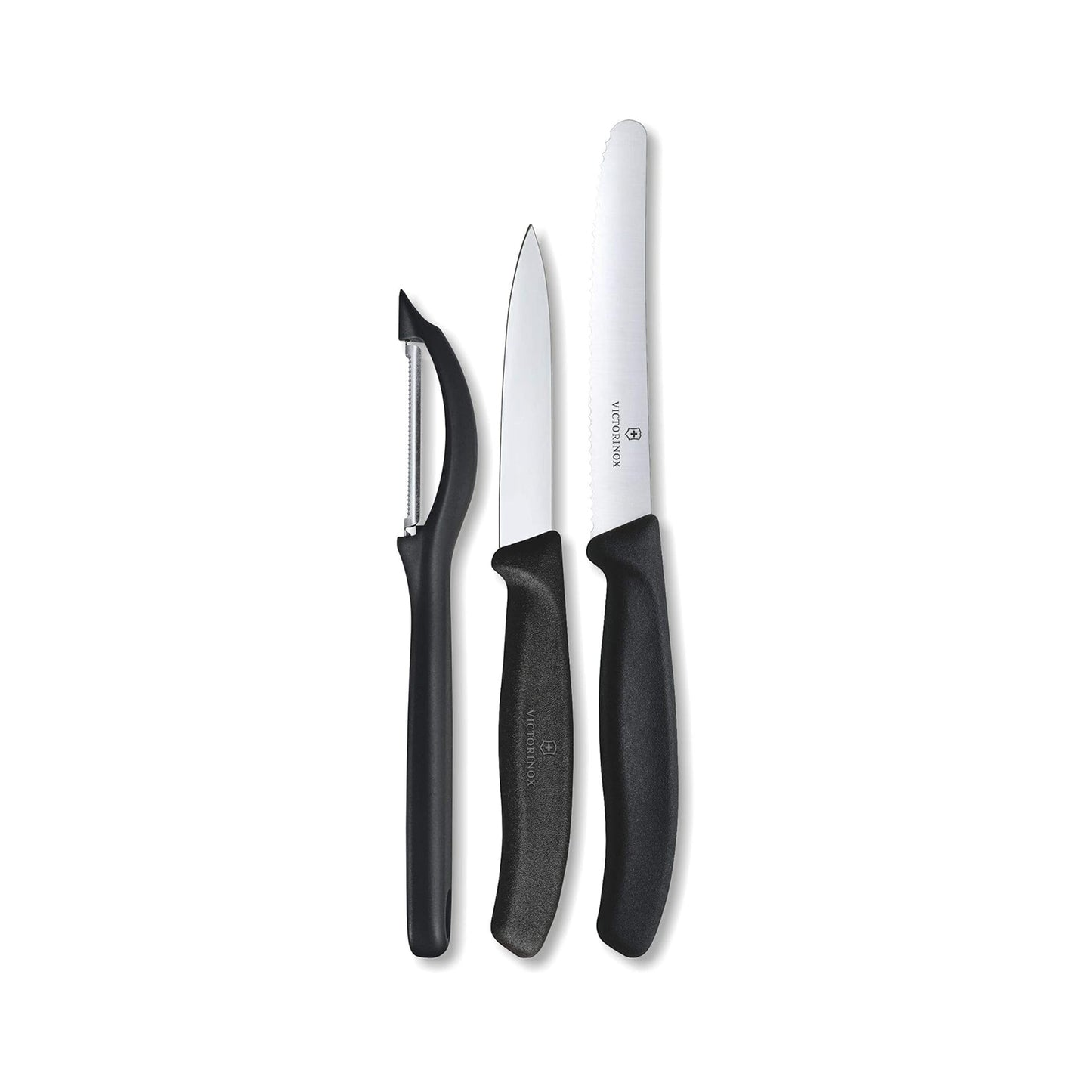 Swiss Classic Paring Knife Set with Peeler, 3 Pieces black VICTORINOX
