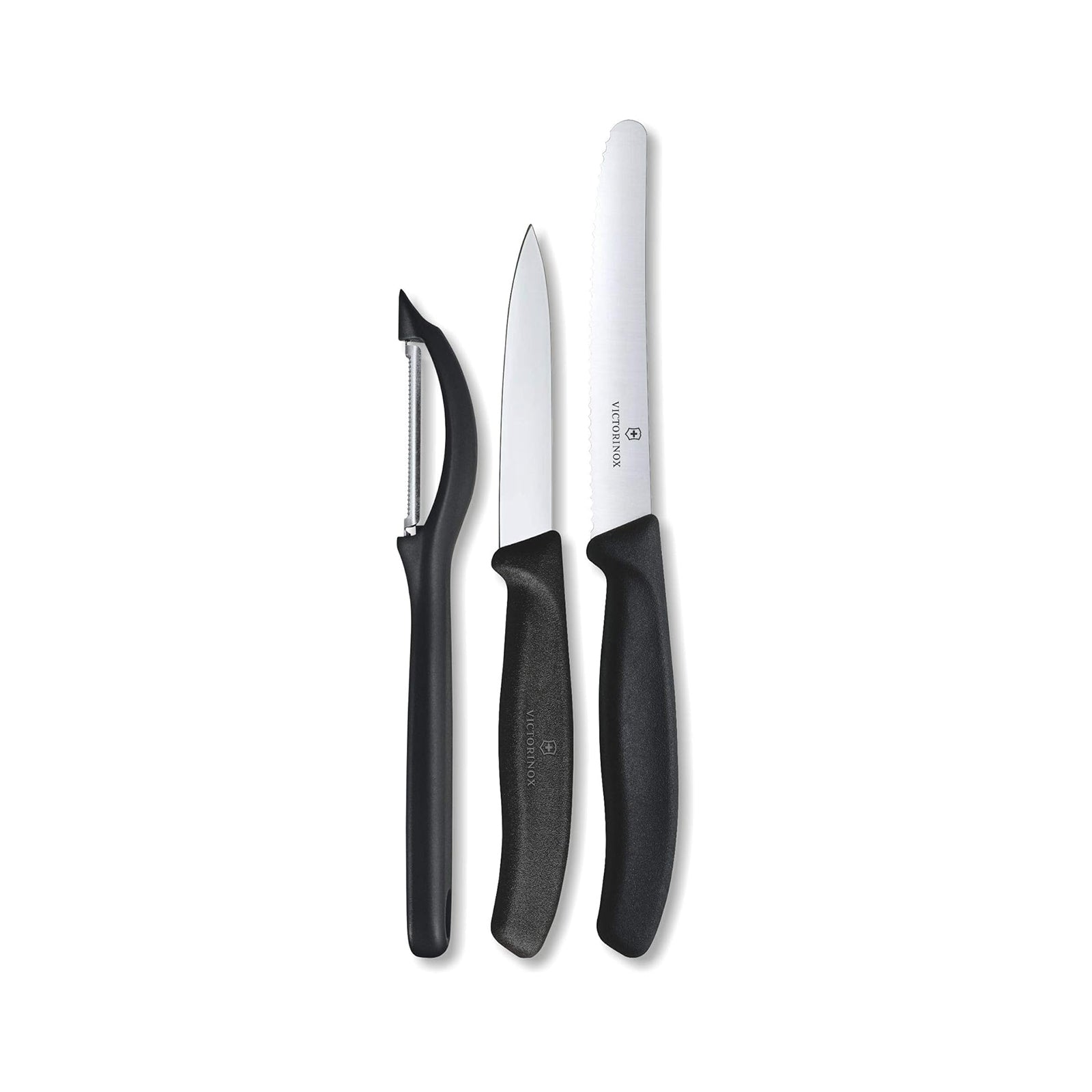 Swiss Classic Paring Knife Set with Peeler, 3 Pieces black