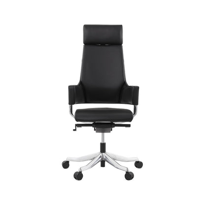 Delphi High Back Chair + Fixed Arms Black/Black Sky Leather
