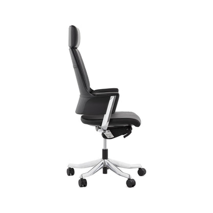 Delphi High Back Chair + Fixed Arms Black/Black Sky Leather