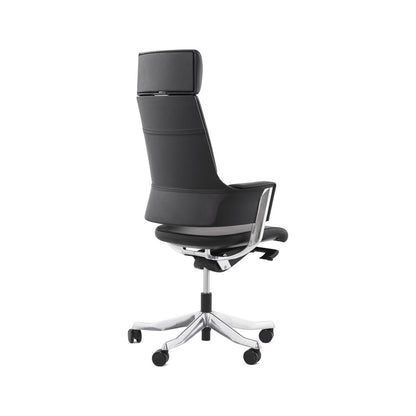 Delphi High Back Chair + Fixed Arms Black/Black Sky Leather
