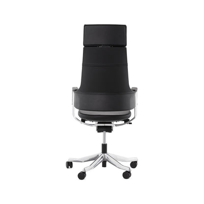 Delphi High Back Chair + Fixed Arms Black/Black Sky Leather