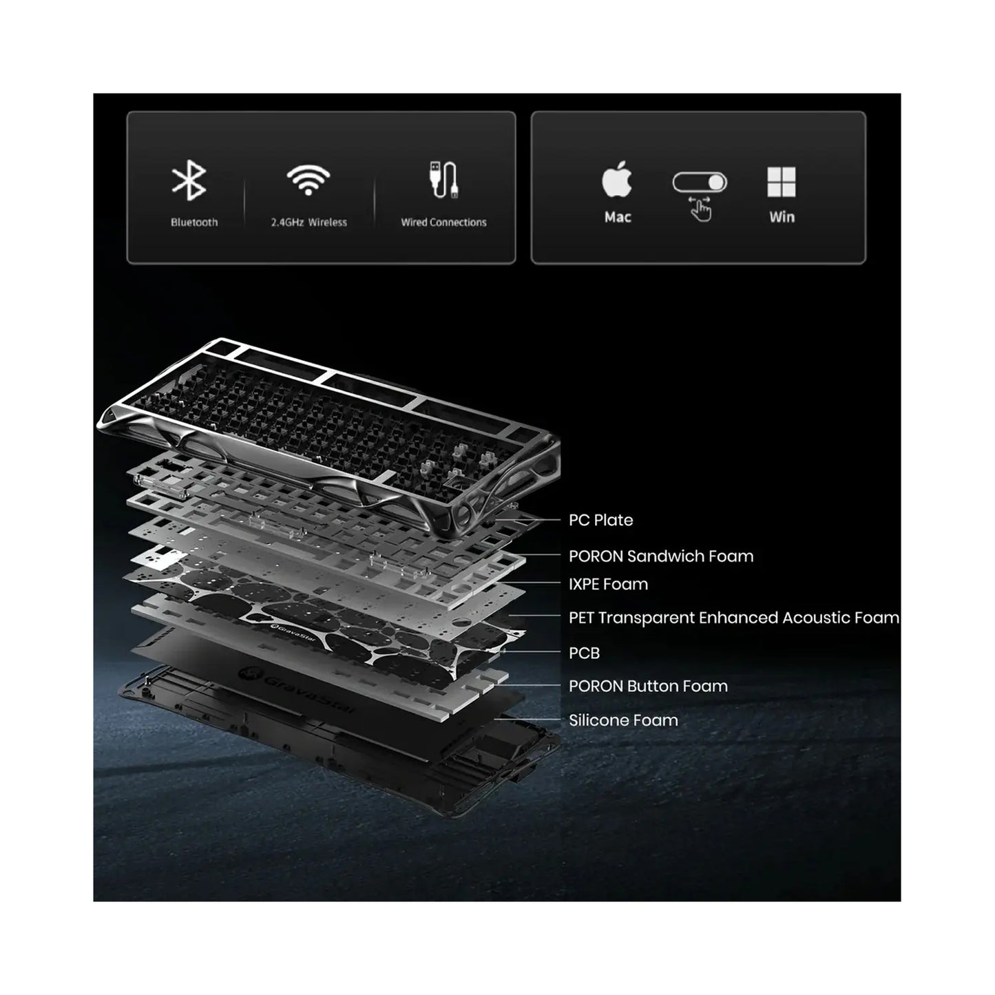 Gravastar Mercury K1 Gaming Keyboard Gradient Black