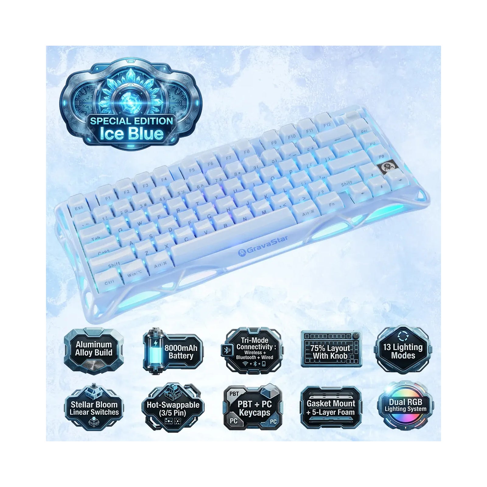GravaStar Mercury K1 Special Edition Wireless Ice Blue