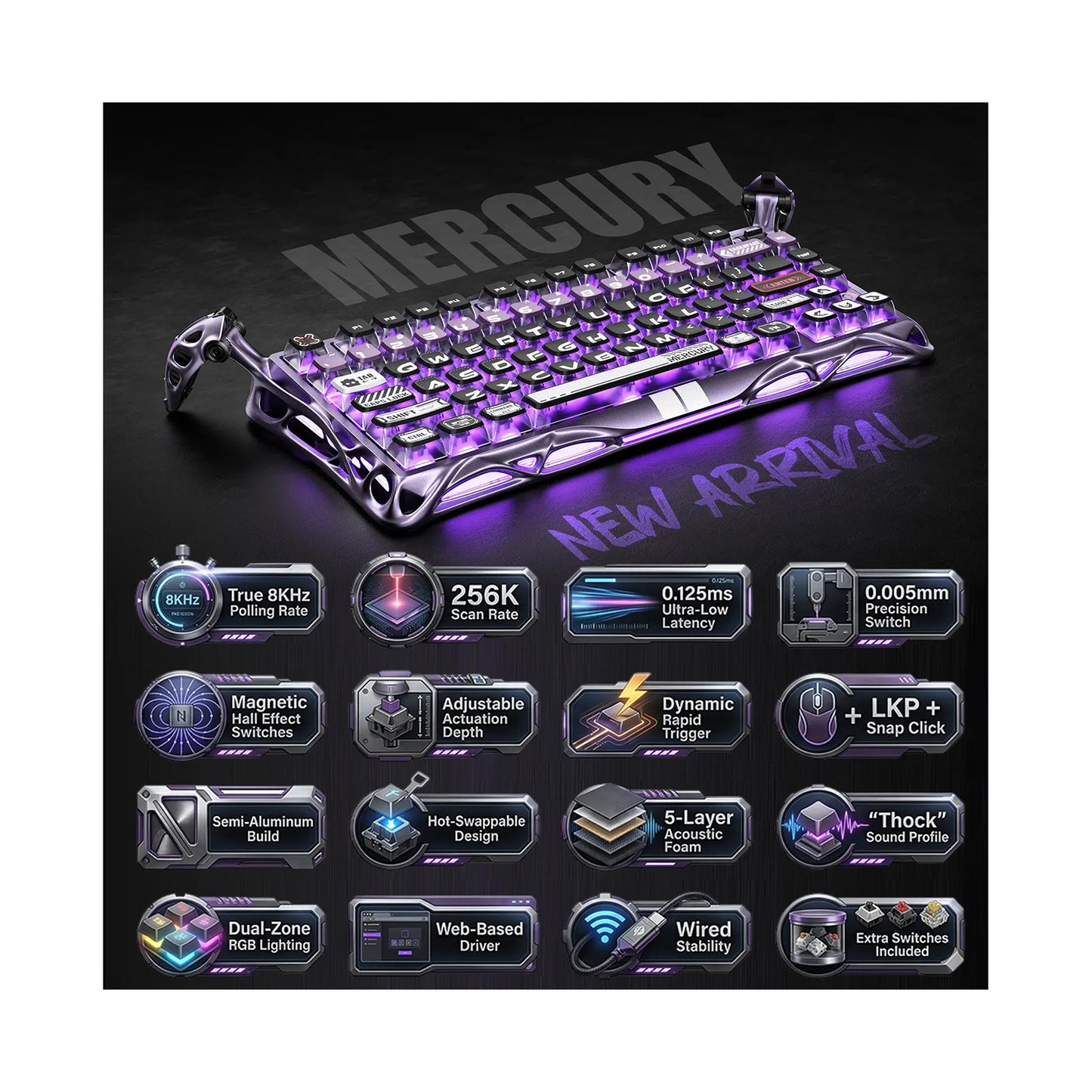 GravaStar Mercury V75 Pro Gaming Keyboard Iron Purple