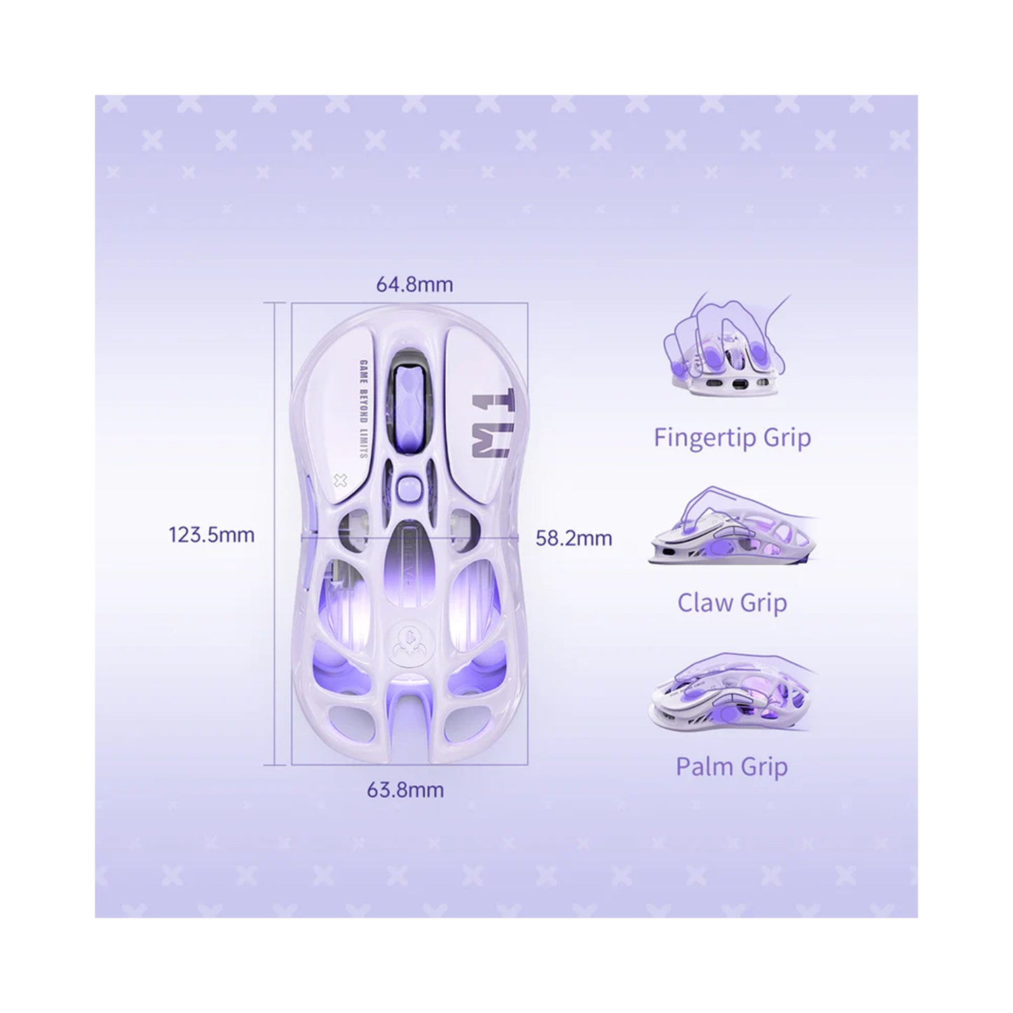 Gravastar Mercury M1 Pro Wireless Gaming Mouse Lavender