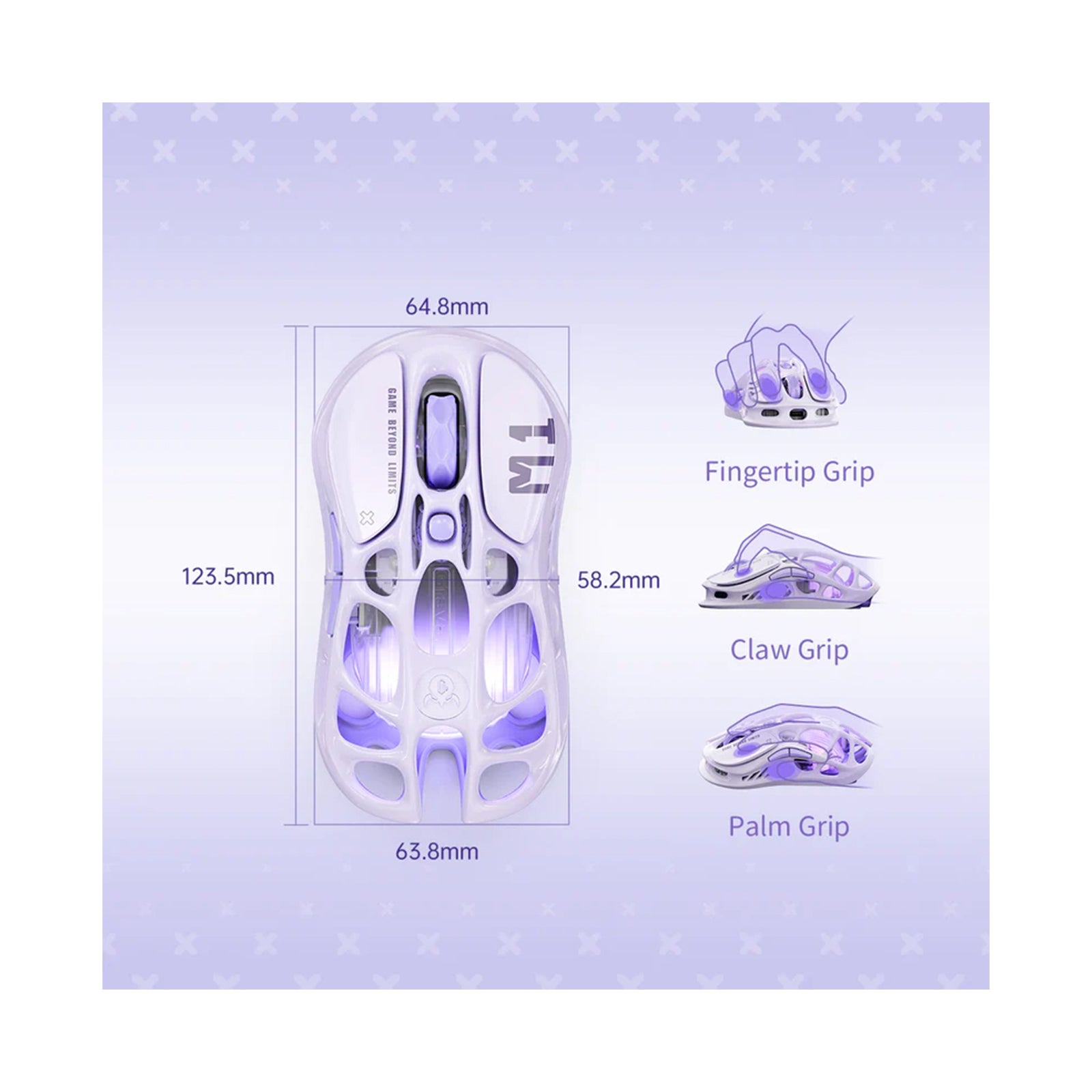 Gravastar Mercury M1 Pro Wireless Gaming Mouse Lavender