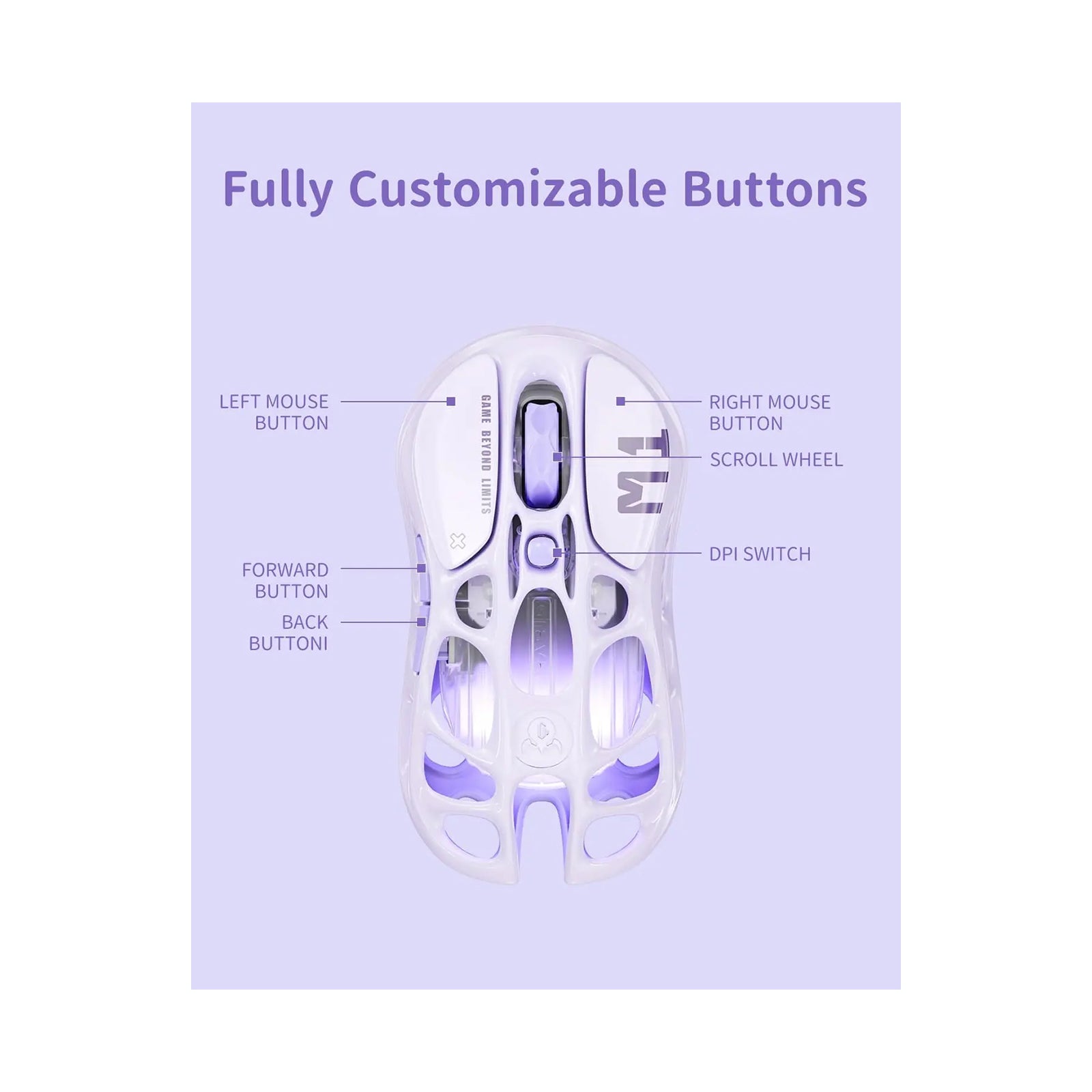 Gravastar Mercury M1 Pro Wireless Gaming Mouse Lavender