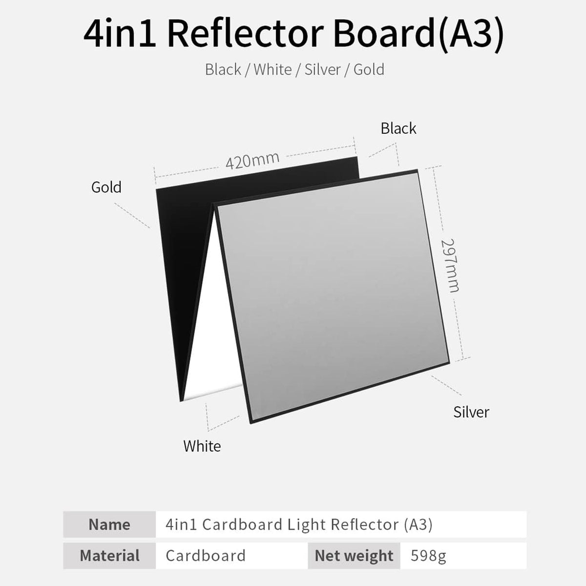4 in 1 Light Reflector Photography Cardboard