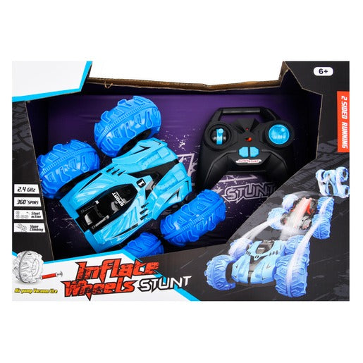 Inflate Wheels Stunt Remote Control Car Blue Addo