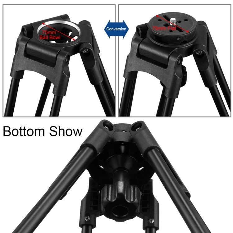 75mm Half Ball Flat to Bowl Adapter for Fluid Head Tripod
