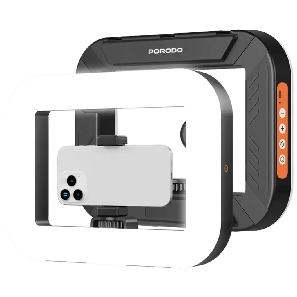 Porodo Lifestyle Vligging Light With Tripod & Shuffer Black