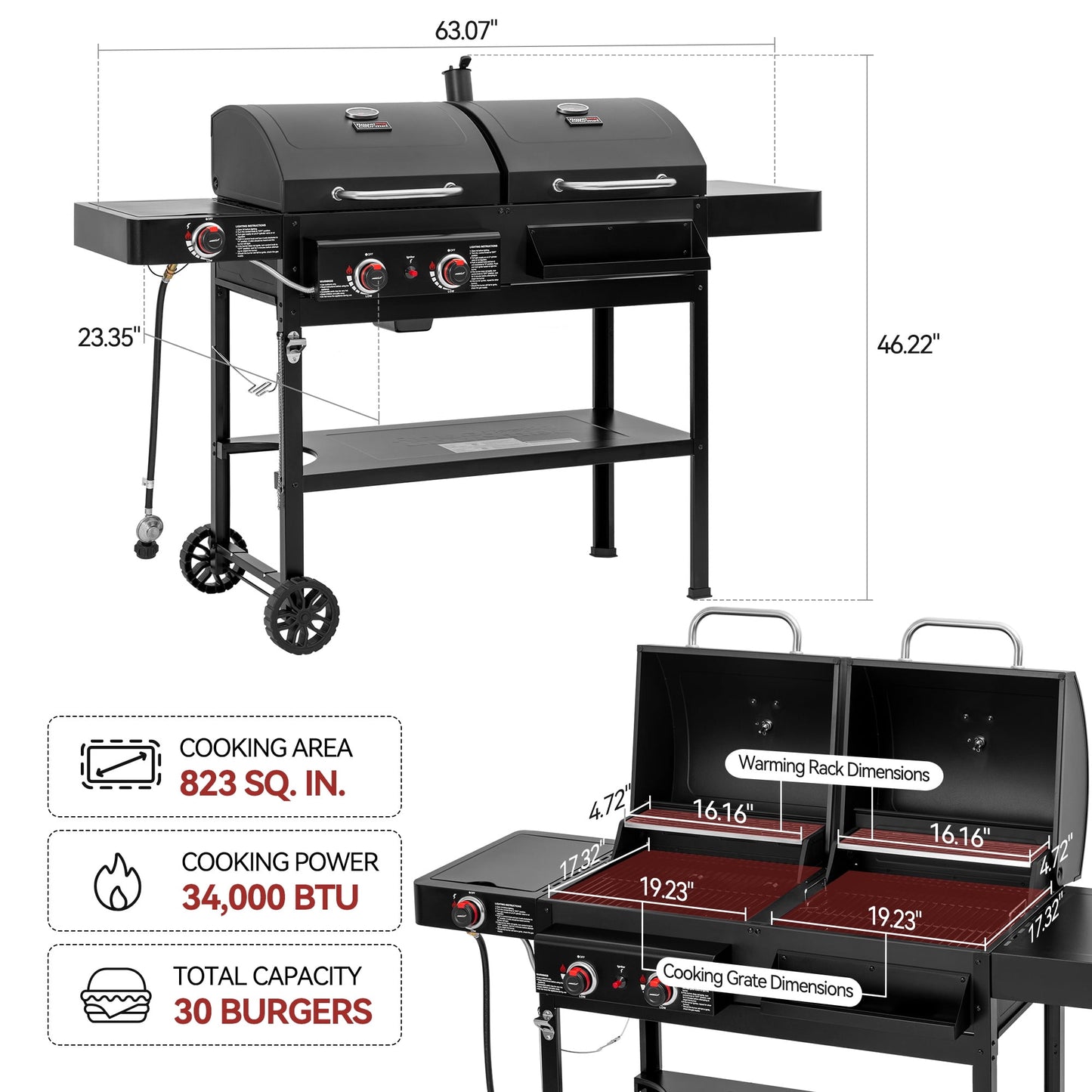 Royal Gourmet Gas & Charcoal BBQ With Side Burner