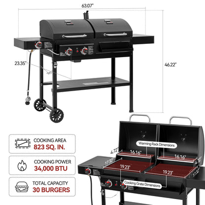 Royal Gourmet Gas & Charcoal BBQ With Side Burner