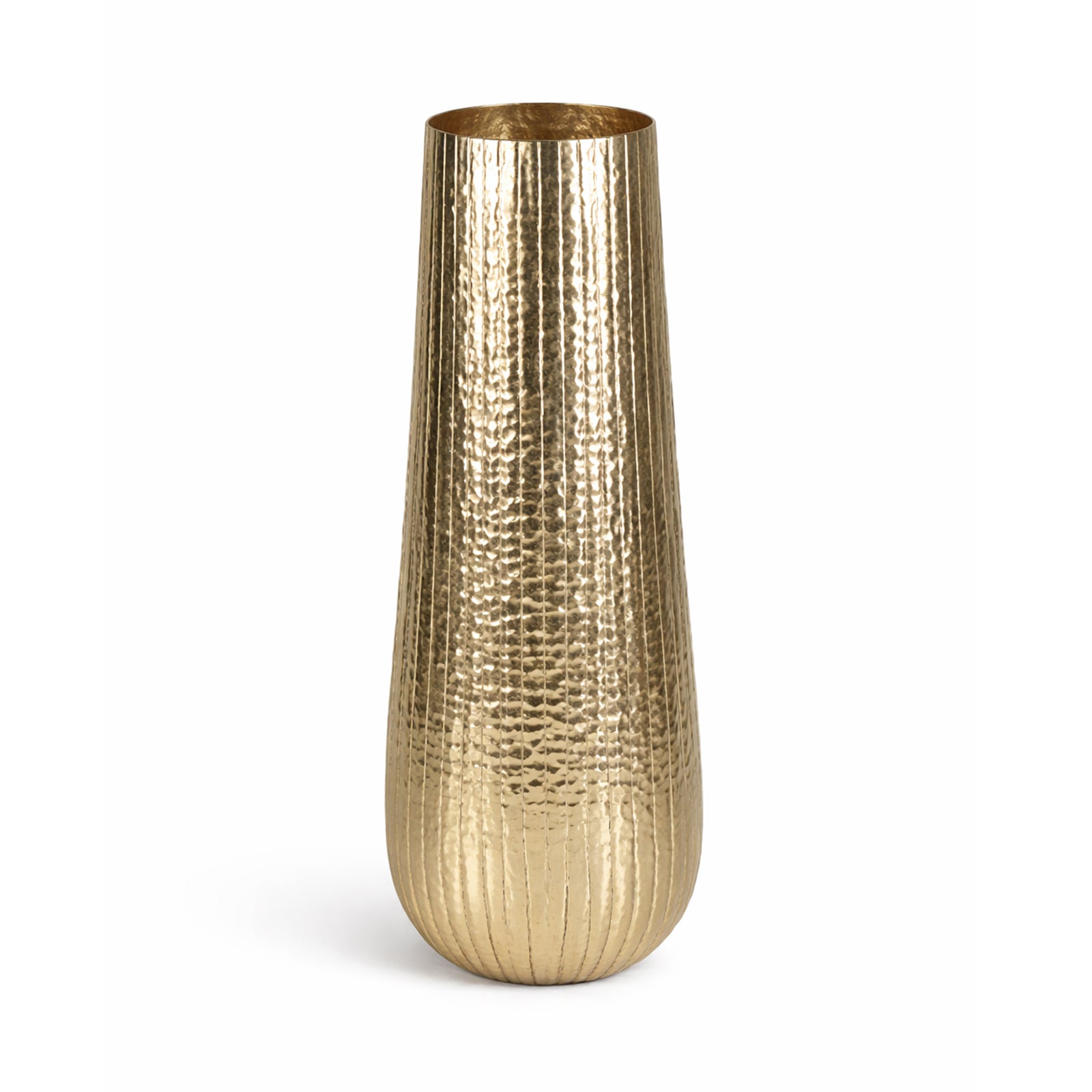 Hammered Ribbed Gold Aluminium Vase