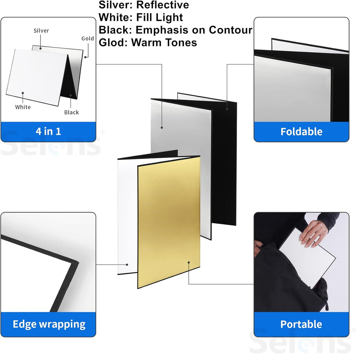 4 in 1 Light Reflector Photography Cardboard