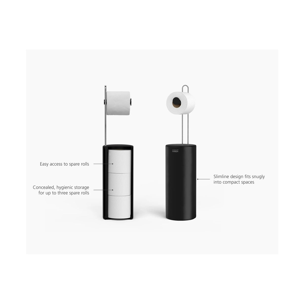 JOSEPH EasyStore Matt Black Concealed Toilet Roll Holder JOSEPH