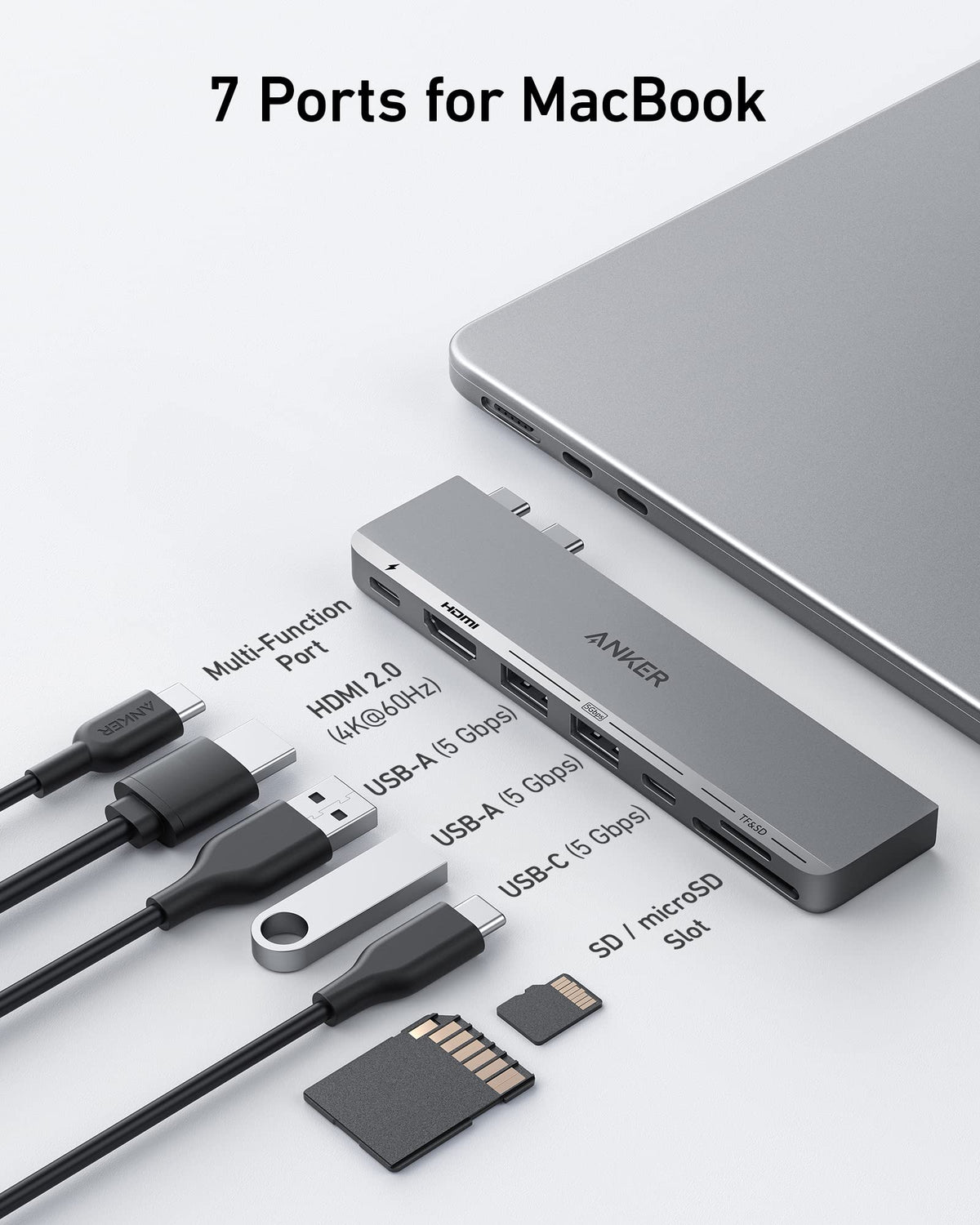 ANKER S547 USB-C 7-IN-2 HUB Gray